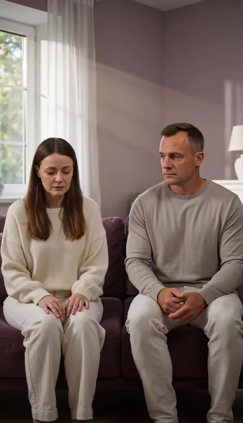An adult couple gradually reconnects and shares a hug