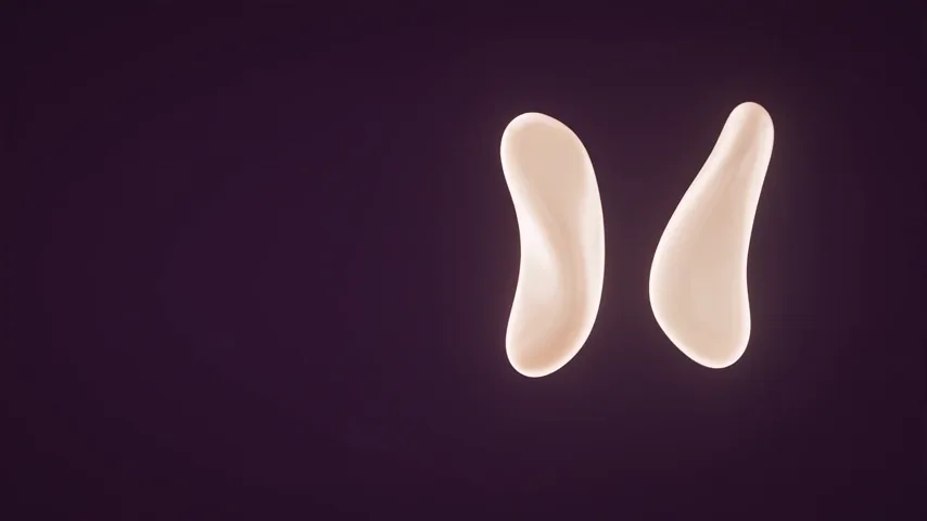 Two luminous forms moving together